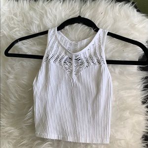 White Free People High Neck Cutout Crop Brami
